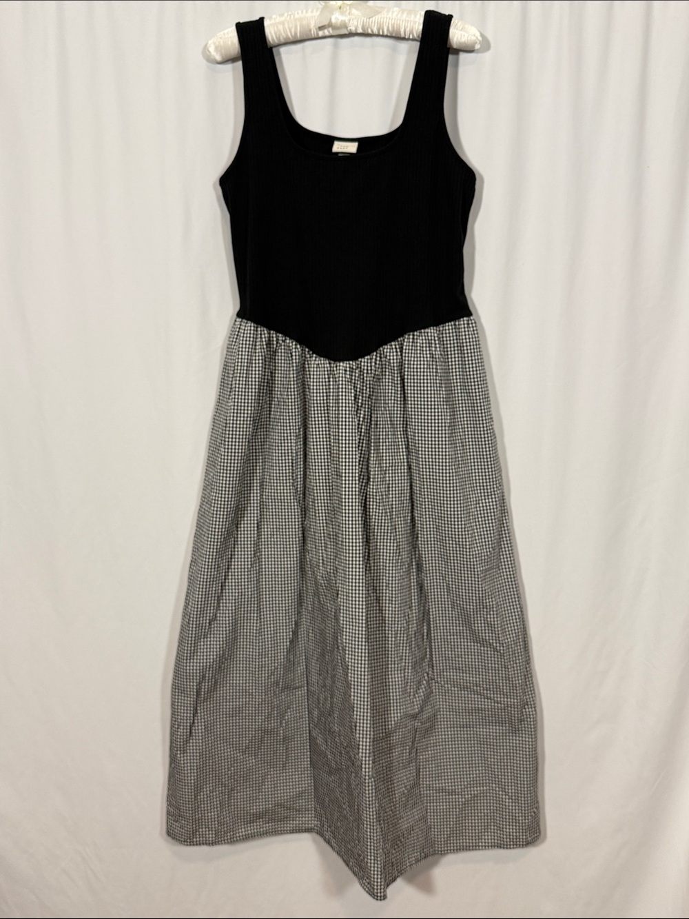 Women’s Black & White Gingham Midi Dress